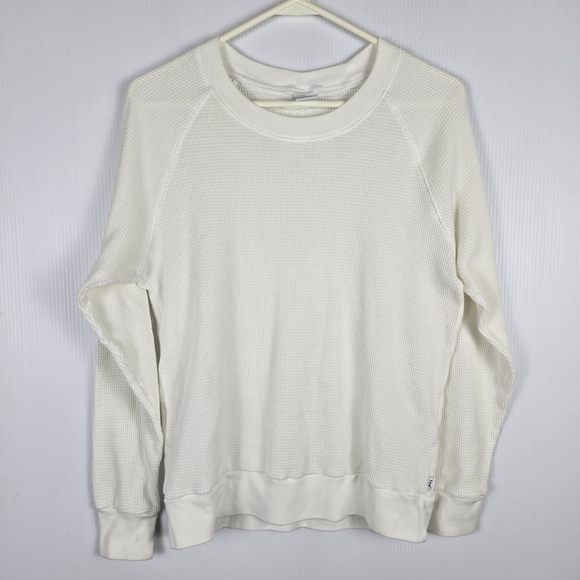Aritzia Tna Women's White Waffle Knit Long Sleeve Ribbed Cuff And Sleeves Size S - Picture 2 of 11